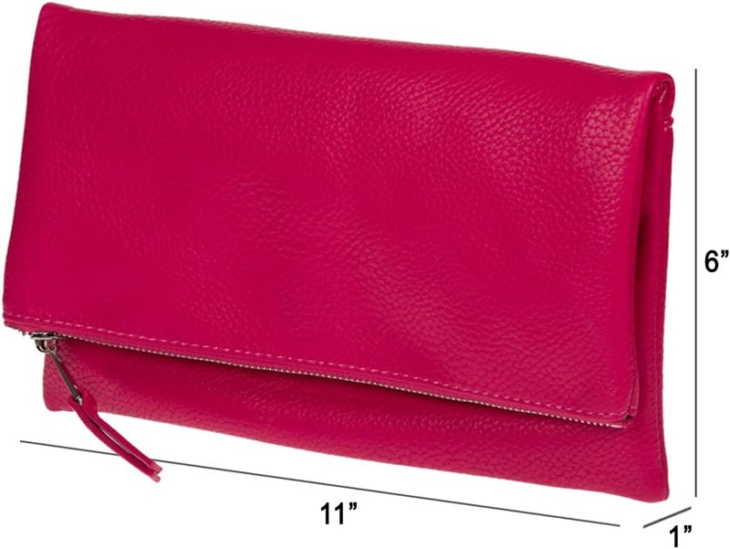 JNB Women's Faux Leather Zipper Foldover Clutch Purse with Tassel - Image 3